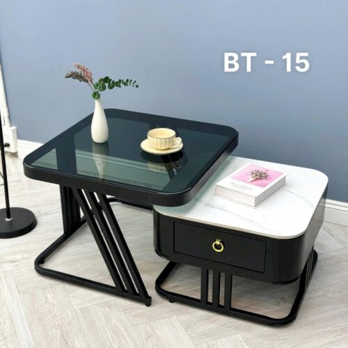 Bàn Trà Đôi Mặt Đá Có Ngăn Kéo – BT103