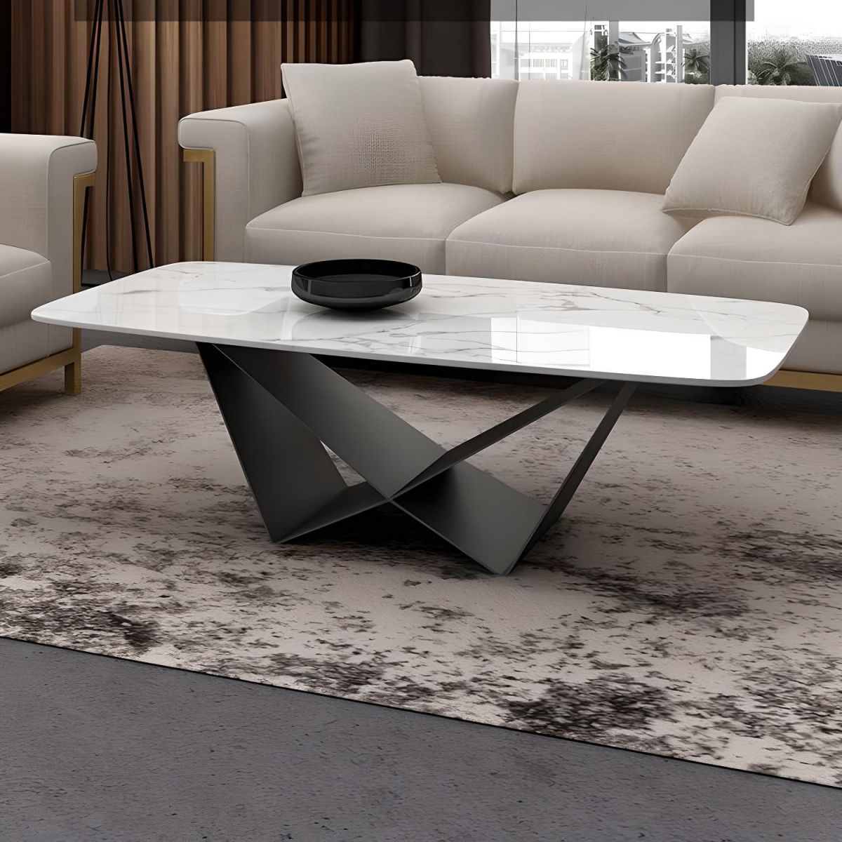 Bàn Sofa Mặt Đá Chân Chữ W – BT75