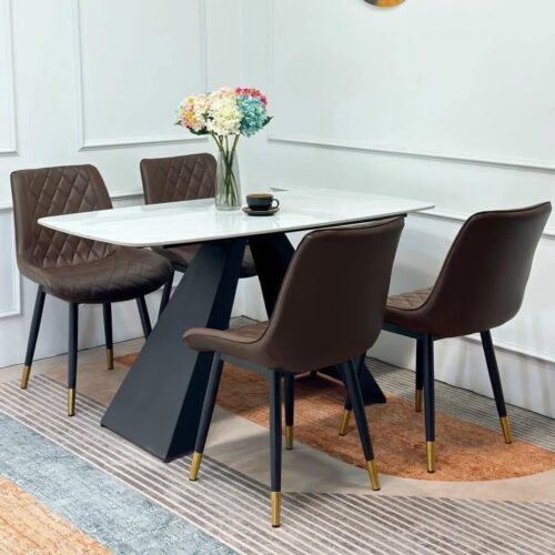 Bộ Bàn Ăn 4 Ghế Mặt Đá Khung Chữ A – Z01
