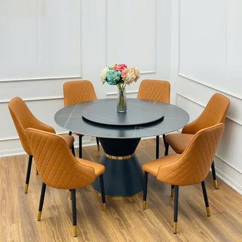 Bộ Bàn Ăn Tròn Xoay 2 Mặt Đá – Z149