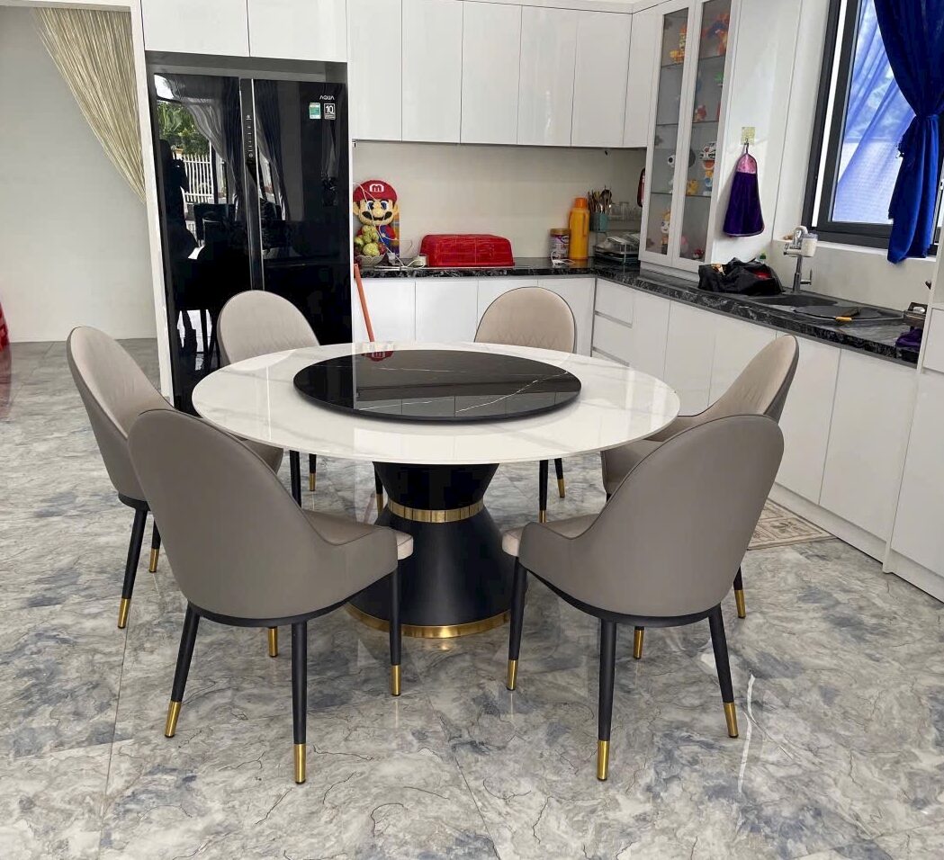 Bộ Bàn Ăn Tròn Xoay 2 Mặt Đá – Z149