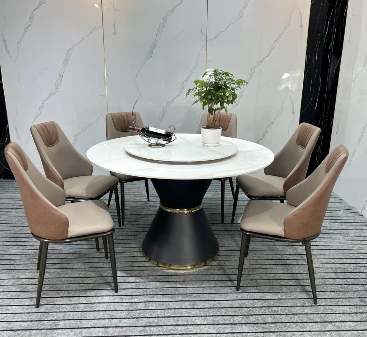 Bộ Bàn Ăn Tròn Xoay 2 Mặt Đá – Z149