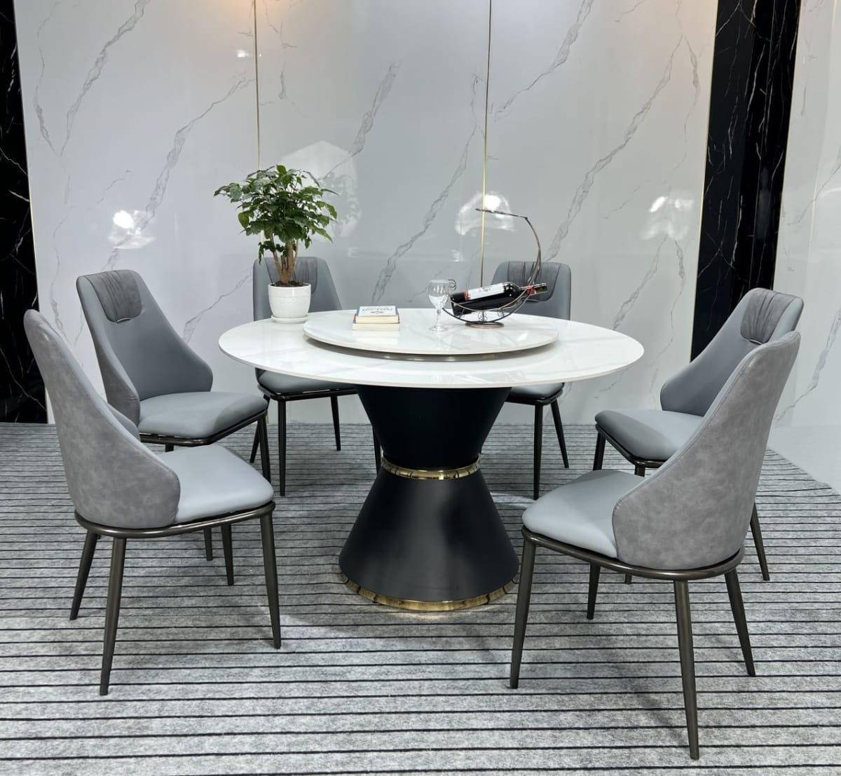 Bộ Bàn Ăn Tròn Xoay 2 Mặt Đá – Z149