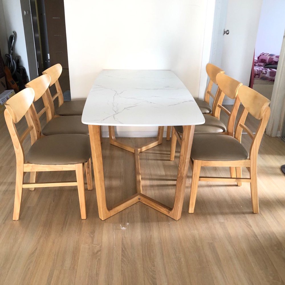 Bàn Ăn 6 Ghế Gỗ Cao Su – Z51