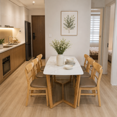 Bàn Ăn 6 Ghế Gỗ Cao Su – Z51