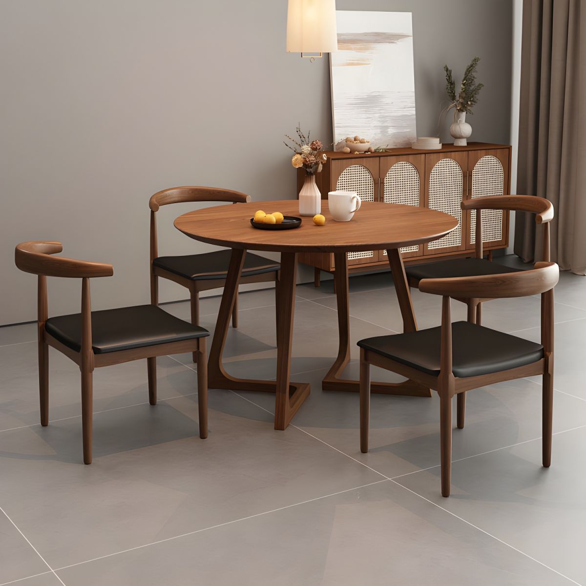 Bàn Ăn Round và 4 Ghế Sừng Trâu – Z46