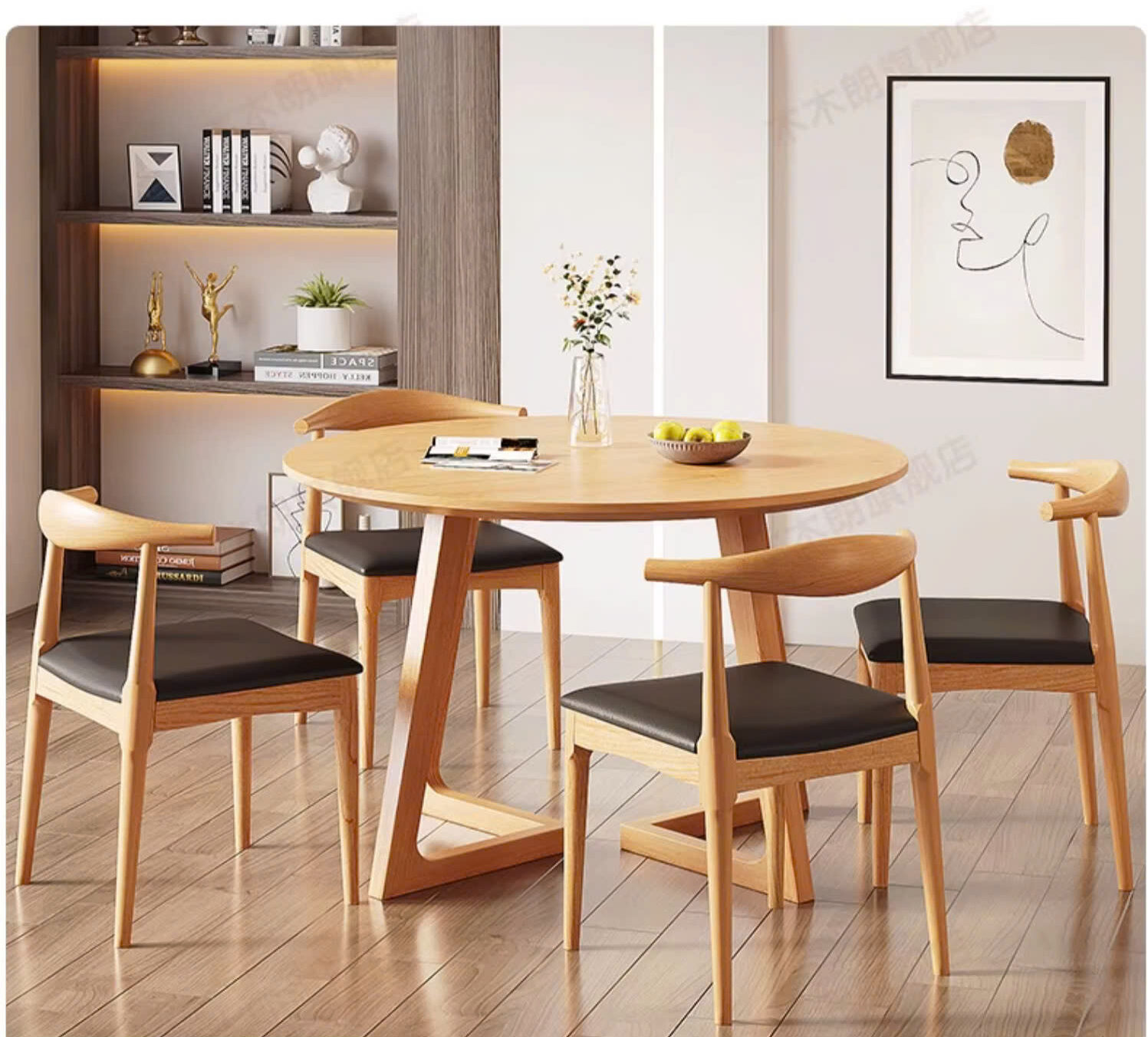 Bàn Ăn Round và 4 Ghế Sừng Trâu – Z46