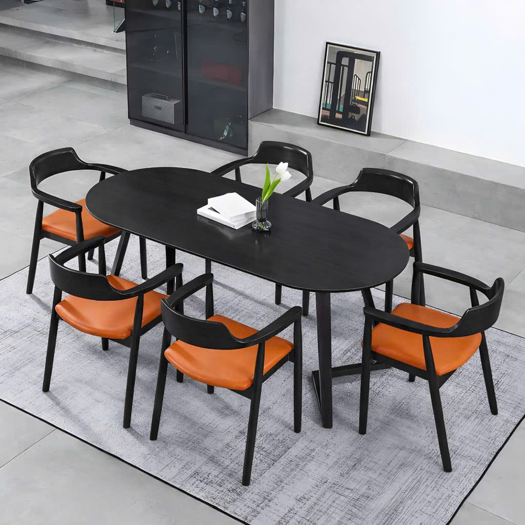 Bàn Ăn Hình Oval 6 Ghế Gỗ – Z43