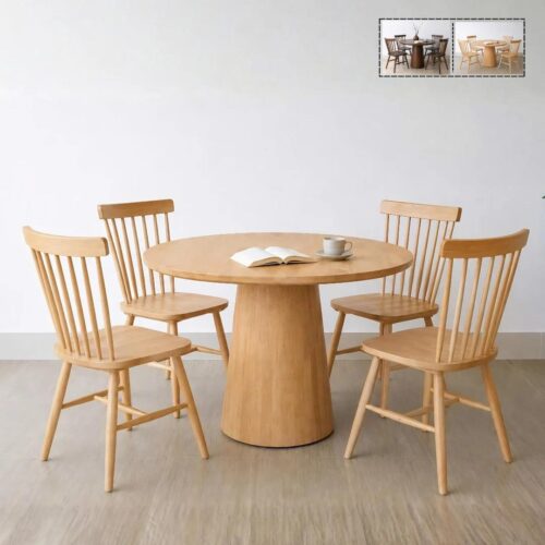 Bộ Bàn Ăn Tròn 4 Ghế Gỗ Rios – Z38