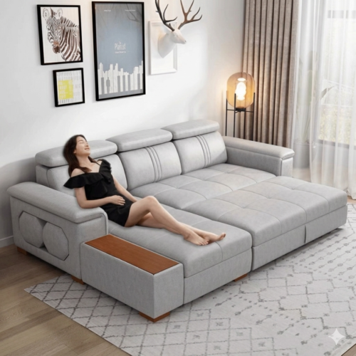 Sofa Giường Góc Đa Năng Đầu Bật – SF08