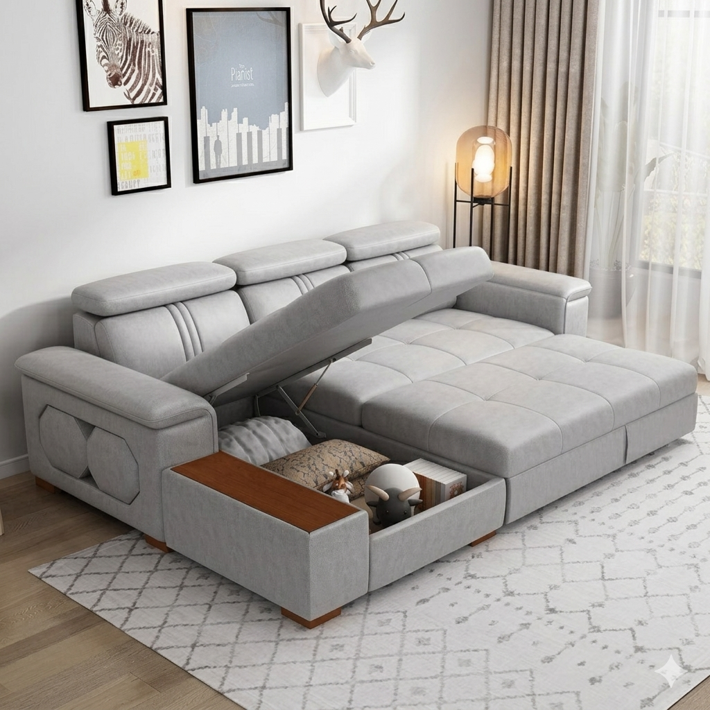 Sofa Giường Góc Đa Năng Đầu Bật – SF08