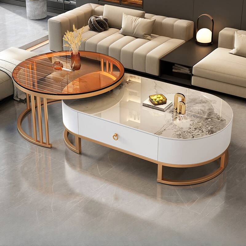 Bàn Sofa Đôi Mặt Đá Chân Sắt – BT08