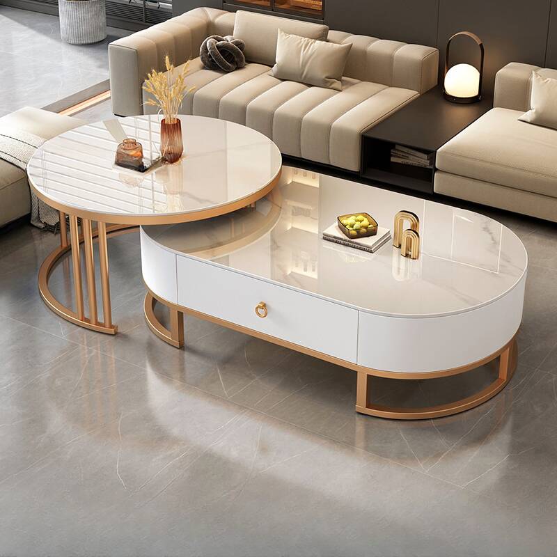 Bàn Sofa Đôi Mặt Đá Chân Sắt – BT08