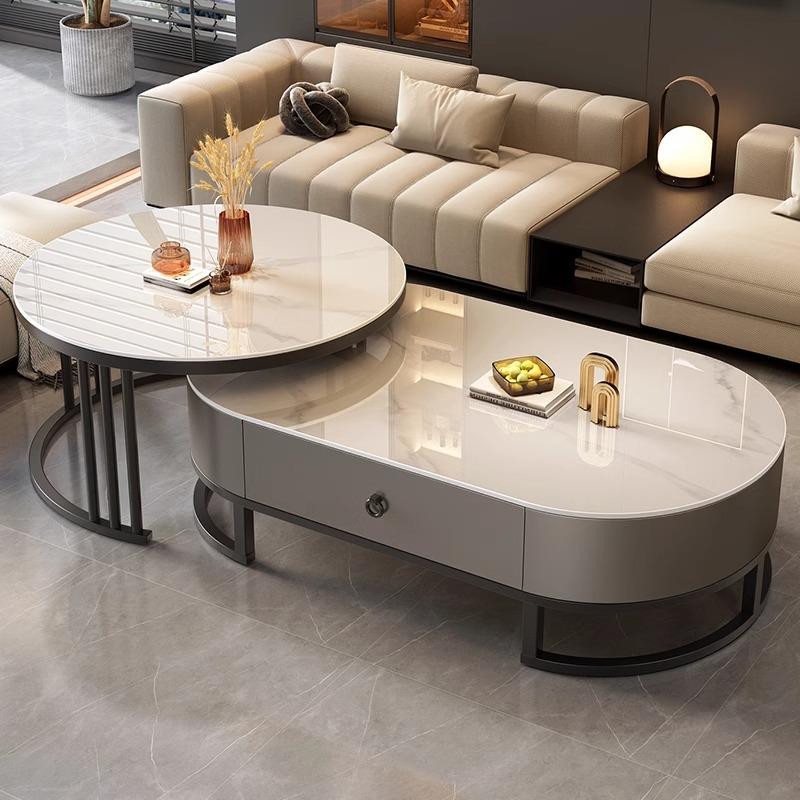 Bàn Sofa Đôi Mặt Đá Chân Sắt – BT08