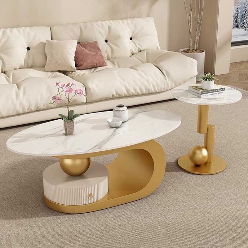 Bàn Sofa Đôi Mặt Đá Chân Sắt – BT10