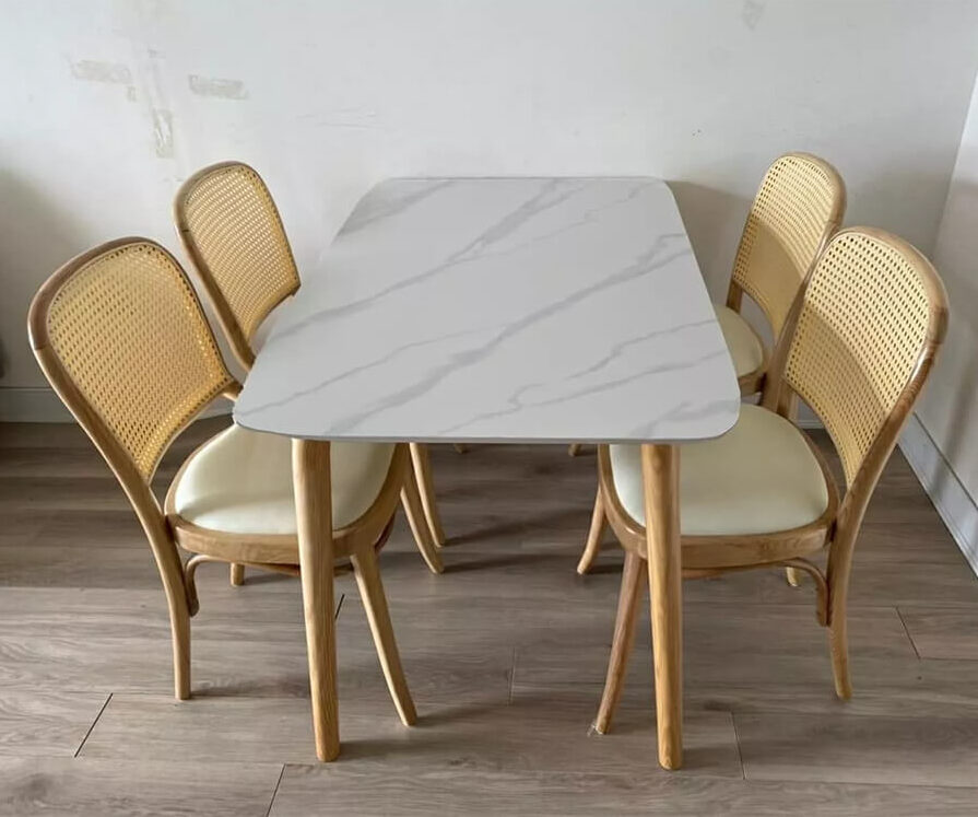 Bộ Bàn Ăn 4 Ghế Thonet Tựa Mây – Z127