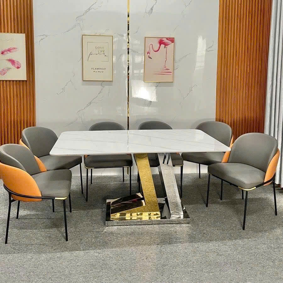 Bàn Ăn Mặt Đá Zigzac + Ghế Minotti – Z83