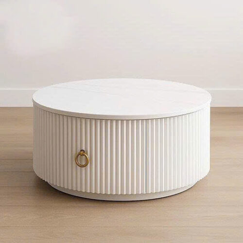 Bàn Sofa Tròn Mặt Đá Trắng Cao Cấp – BT05
