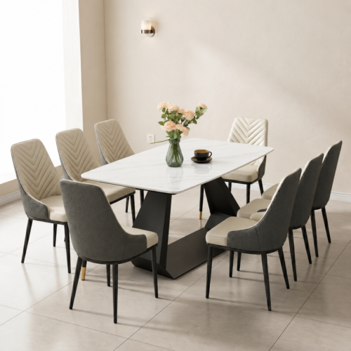 Bàn Ăn Mặt Đá Cao Cấp 8 Ghế – Z03