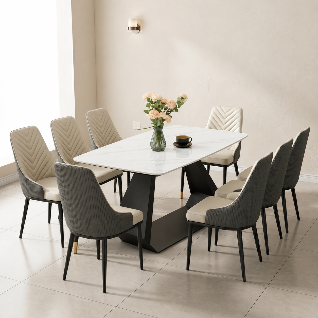 Bàn Ăn Mặt Đá Cao Cấp 8 Ghế – Z03