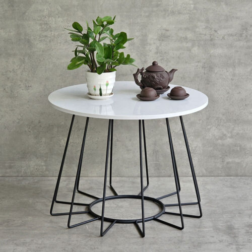 Bàn Sofa Tròn Mặt Đá Khung Sắt – BT04
