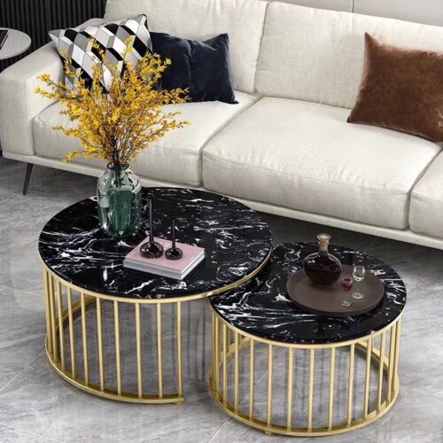 Bàn Trà Sofa Đôi Mặt Đá Đen – BT02
