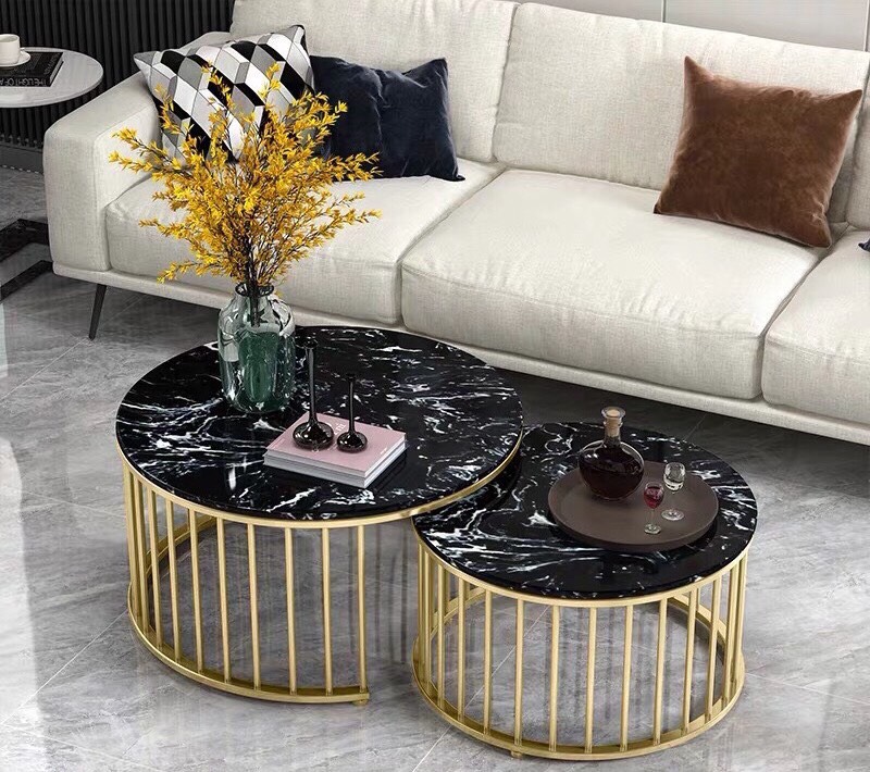 Bàn Trà Sofa Đôi Mặt Đá Đen – BT02