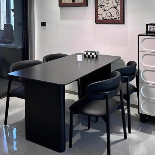Bộ Bàn Ăn 4 Ghế Sơn Đen Hiện Đại – Z166
