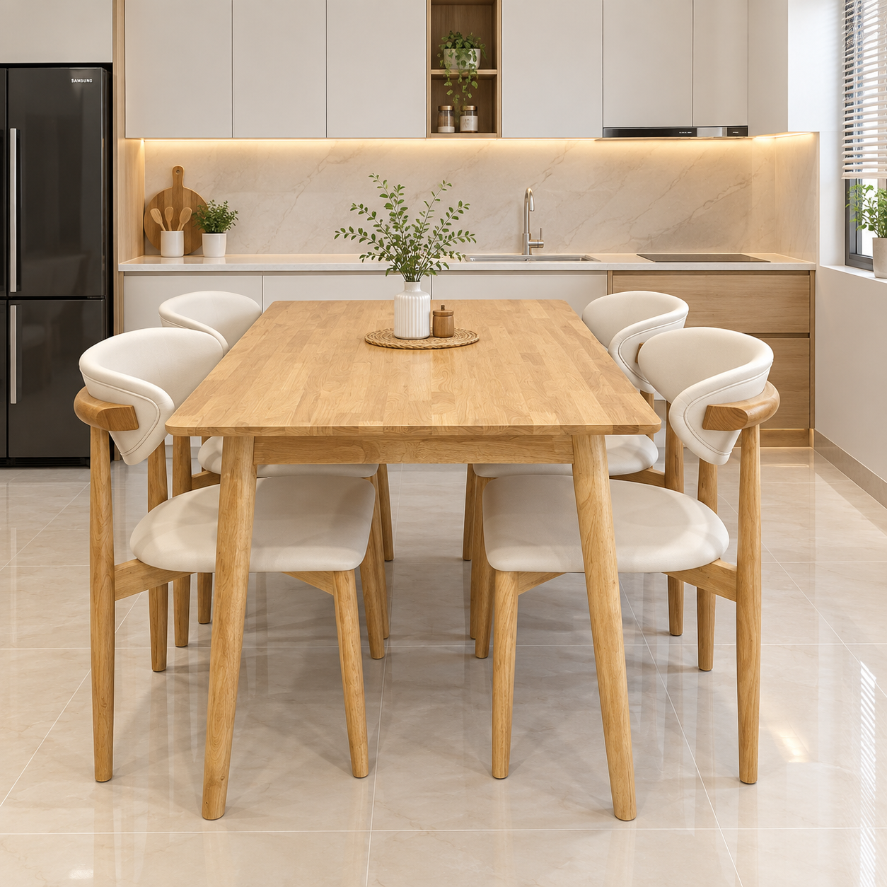 Bàn Ăn 4 Ghế Gỗ Phong Cách  Bắc Âu – Z49