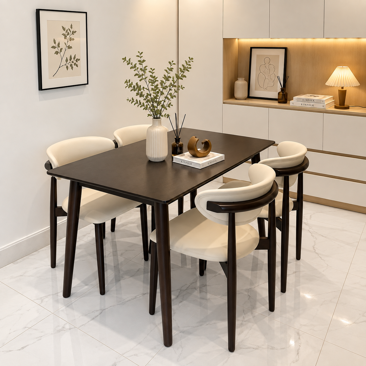 Bàn Ăn 4 Ghế Gỗ Phong Cách  Bắc Âu – Z49